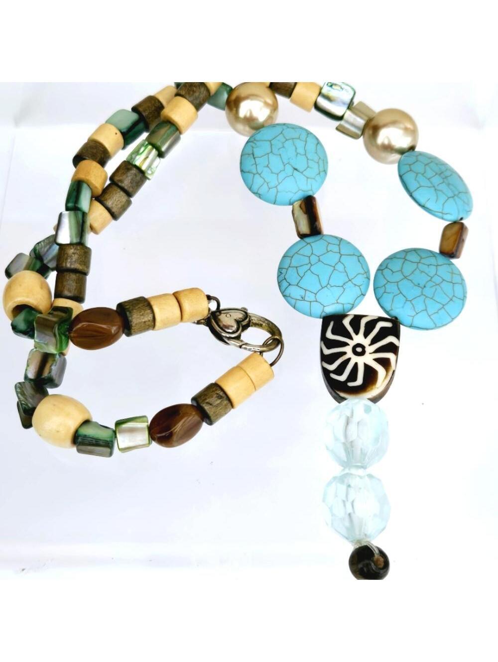 Handmade Tibetan Beaded Mother of Pearl Shell Y Shaped Necklace